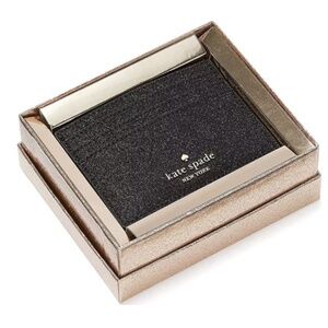 NIB NEW Kate Spade New York Glimmer Small Slim Card Holder Black Glitter KE448